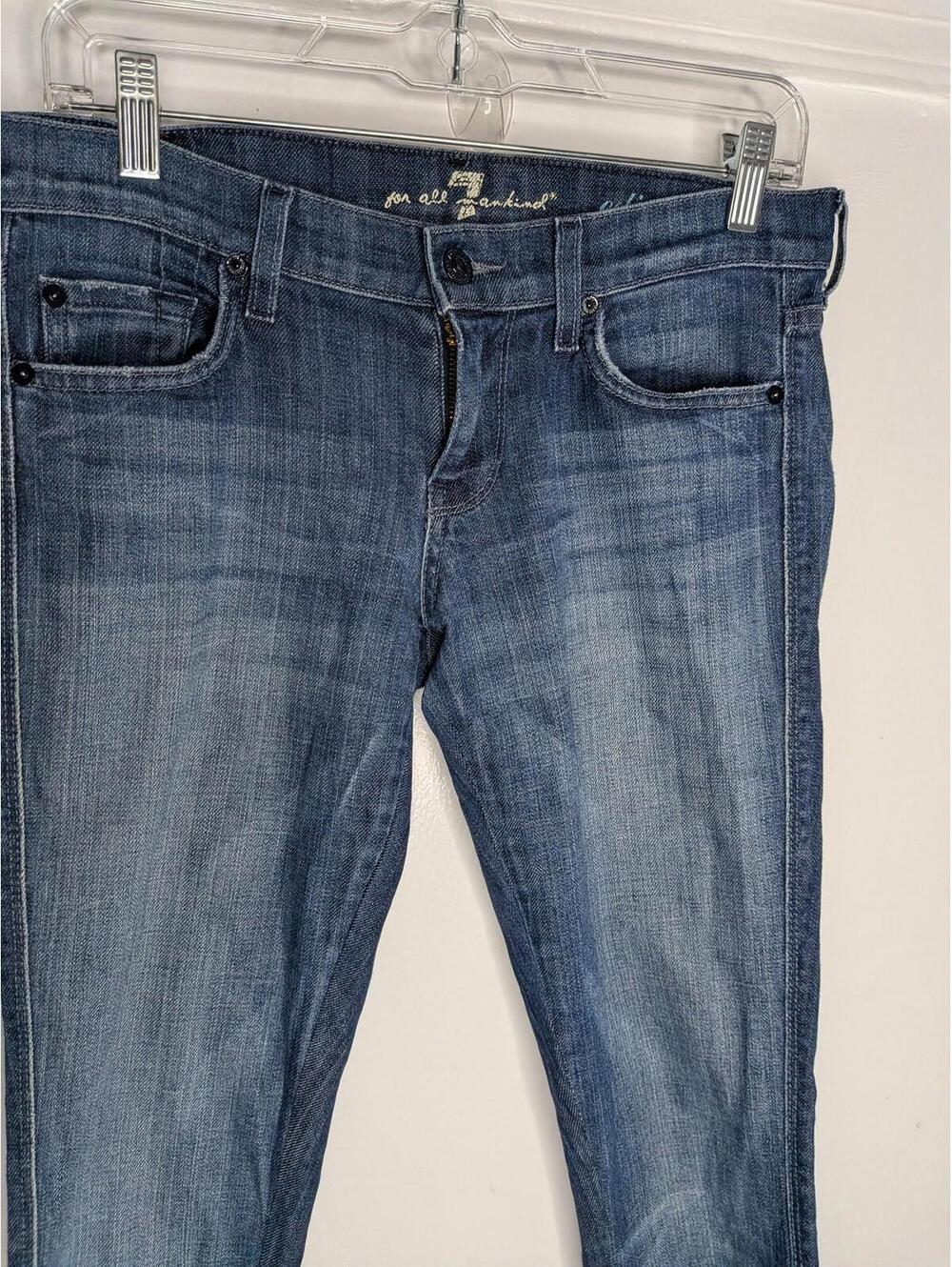 7 For All Mankind Jeans Womens 27 Blue Mid Rise Edie Skinny Embroidered Denim - Picture 2 of 7